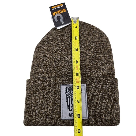 Ariat Men's Rebar Cap US Flag Outdoors Patch Insulated Beanie Acrylic Dark Brown - Picture 8 of 8